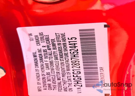 2007 Honda Civic Ex из США, поврежденный, VIN 2HGFG12897H524415